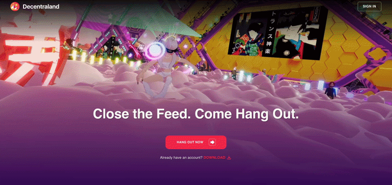 Decentraland platform — live